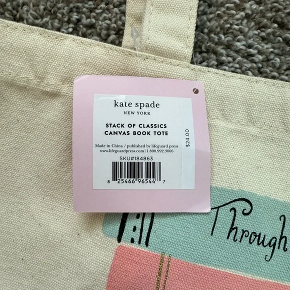Kate Spade Cream Canvas Book Tote - Picture 3 of 4